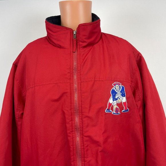 New England Patriots Embroidered Retro Logo Jacket NFL Football Red Size XL - Picture 1 of 4